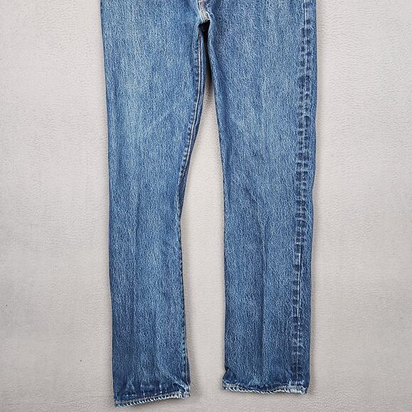 Levis 501 Jeans Mens 38x36 Blue Medium Wash Denim Straight Leg Button Fly - Picture 7 of 16